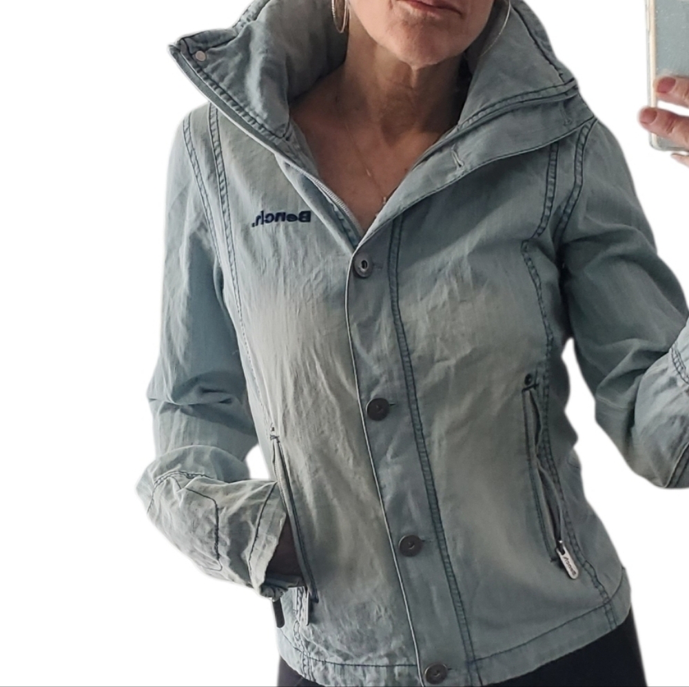 Y2K Bench Rare distressed Hooded Denim Lightweight Jean Jacket